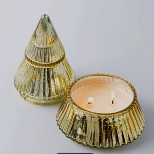 New SDS for HD Designs Mercury Glass Tree Gingerbread House Jar Candle - silver